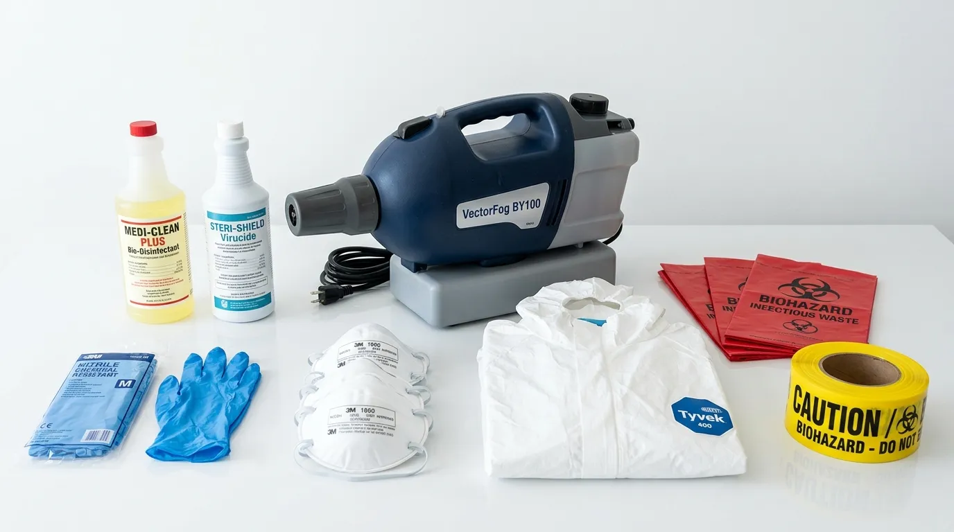 Professional biohazard remediation crew working in Homestead